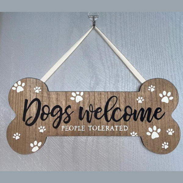 Dogs Welcome, People Tolerated Sign – Primitives by Kathy